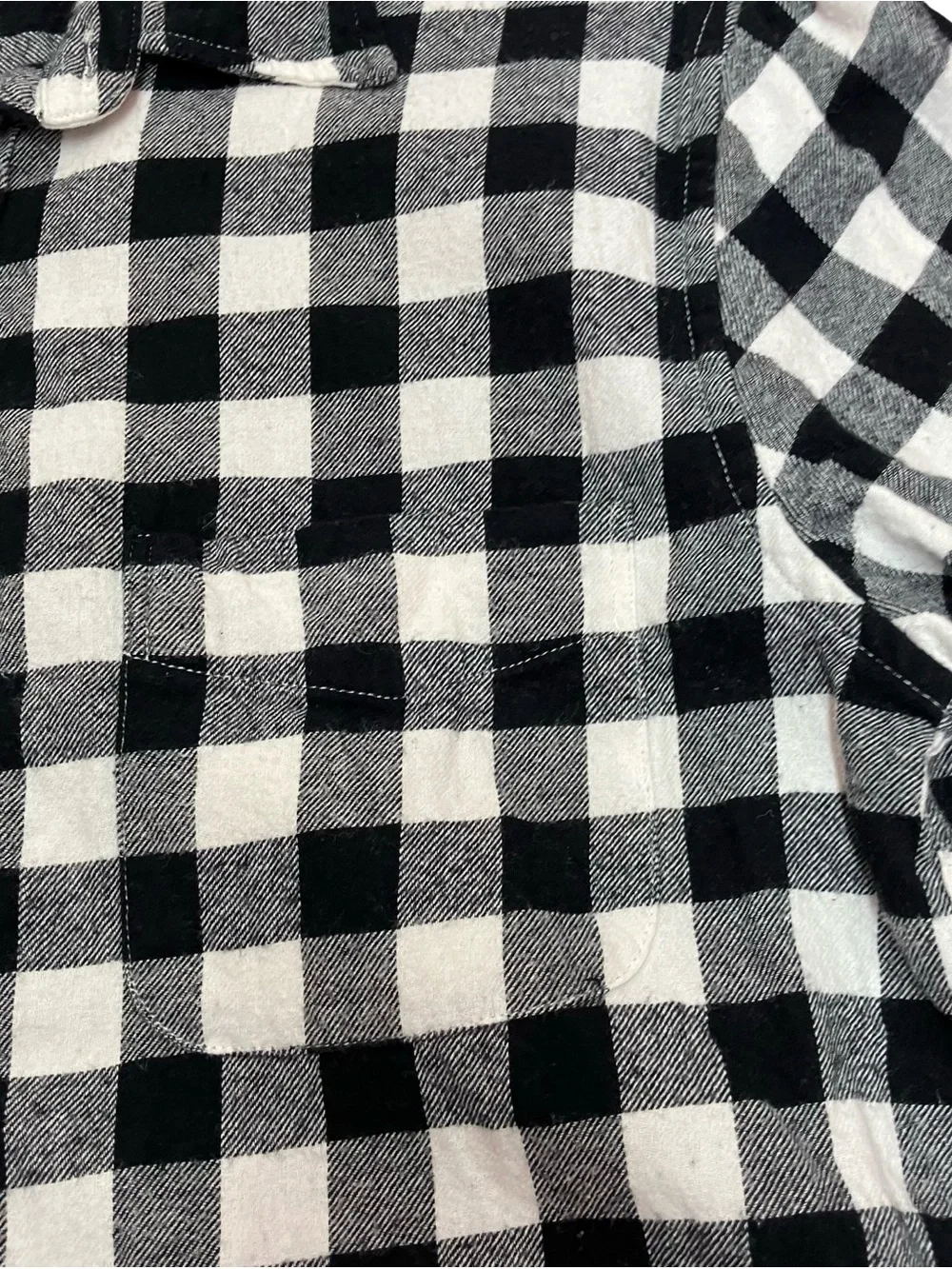 J Crew Slim Flannel Shirt Mens Medium Black White Buffalo Check Button Up Long
